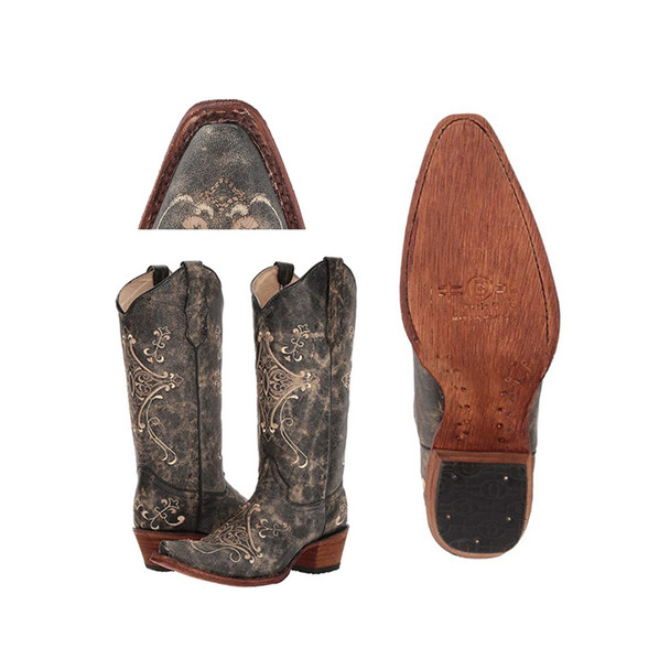 product variation CIRCLE G by CORRAL Womens Black Crackle/Bone Embroidery Boots (L5048-LD) image