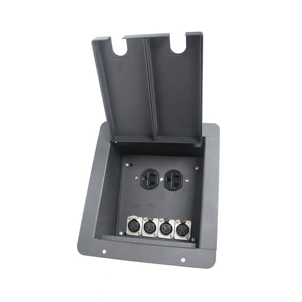 product variation ELITE CORE Recessed Floor Box with 4 XLR, 1 Duplex AC Connections, 4-XLRF (FB4+AC) image