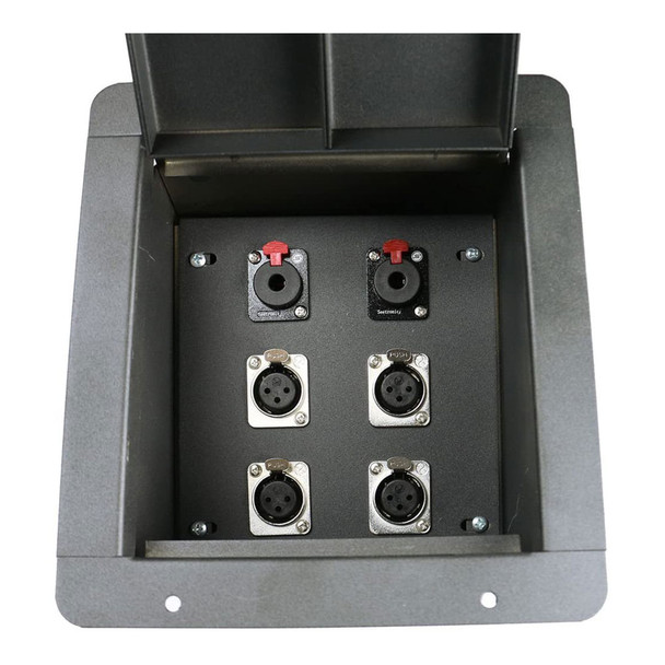 ELITE CORE Recessed Floor Box with 4 XLRF and 2 Locking 1/4in TRS Female Connections (FB4-QTR)