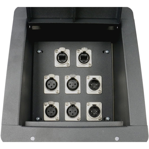 product variation ELITE CORE Recessed Floor Box With 4 XLR Female/2 XLR Male And 2 Tactical Ethernet Connections (FB8-4XF2XM2E) image
