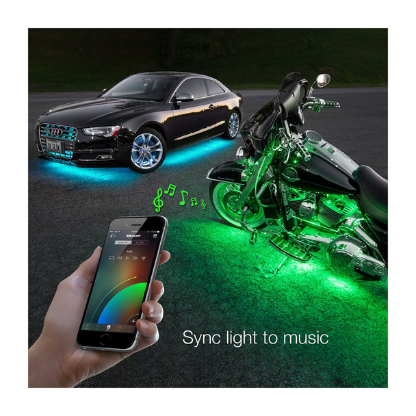 XKGLOW 8x24in Tube + 6x10in Flex Strip XKchrome Smartphone App Controlled LED Accent Car Light Kit (KS-Car-Advance)