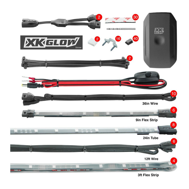 product variation XKGLOW 8x24in Tube + 6x10in Strip + 4x36in Strip XKchrome Smartphone App Controlled LED Accent Car Light Kit (KS-Car-Pro) image