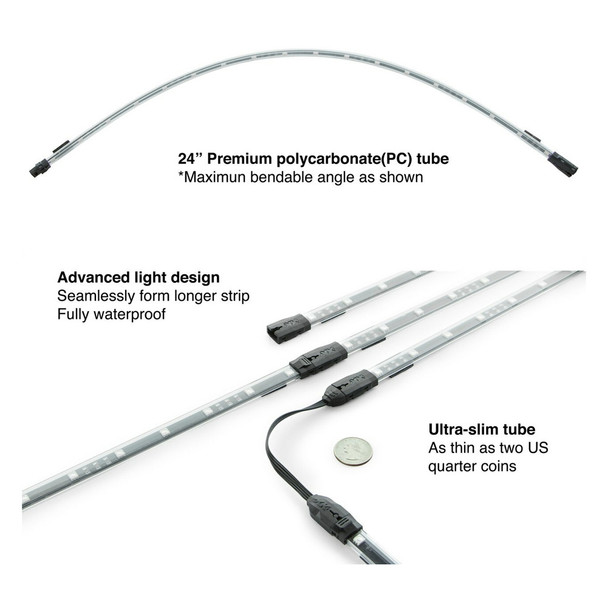 product variation XKGLOW 8x24in Tube + 6x10in Strip + 4x36in Strip XKchrome Smartphone App Controlled LED Accent Car Light Kit (KS-Car-Pro) image