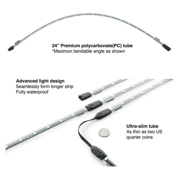 product variation XKGLOW 8x24in Tube XKchrome Smartphone App Controlled LED Accent Car Light Kit (KS-Car-Standard) image