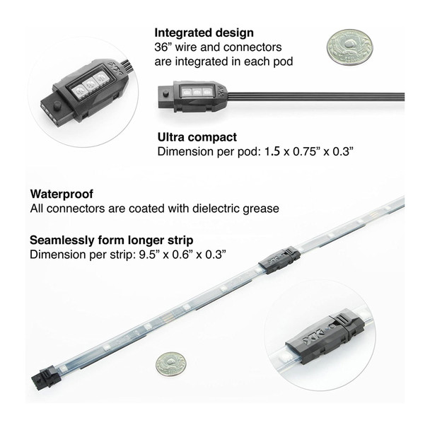 product variation XKGLOW 14xPod + 12x10in Strip XKchrome Smartphone App Controlled ATV /Motorcycle LED Accent Light Kit (KS-Moto-Pro) image