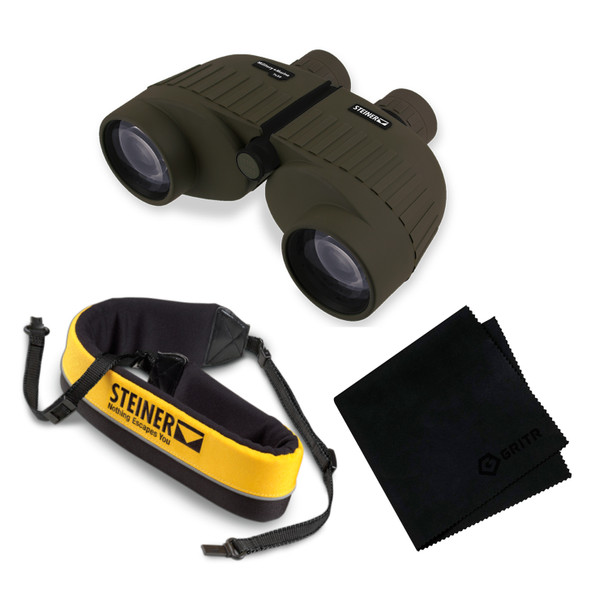 STEINER Military-Marine 7x50 With Yellow Float Strap And Cleaning Cloth Green Binocular (2038+768+MF)