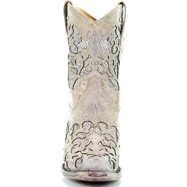 product variation CORRAL Women's White Glitter Inlay/Crystals Ankle Boot (A3550-LD) image