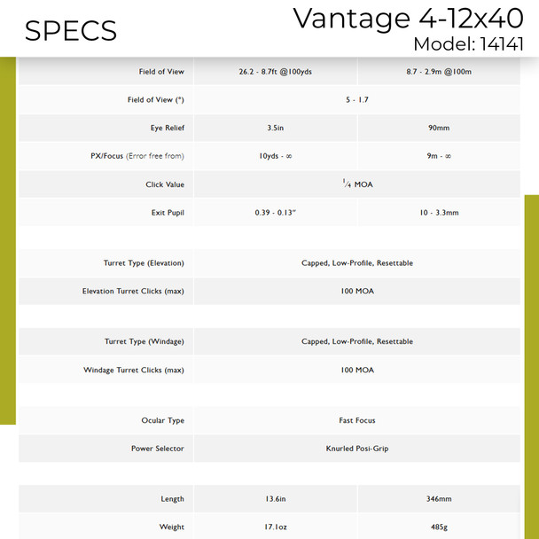 product variation HAWKE Vantage 4-12x40 AO Mil-Dot Riflescope with Match Mount 1in Medium Weaver Scope Rings (14141+22113) image