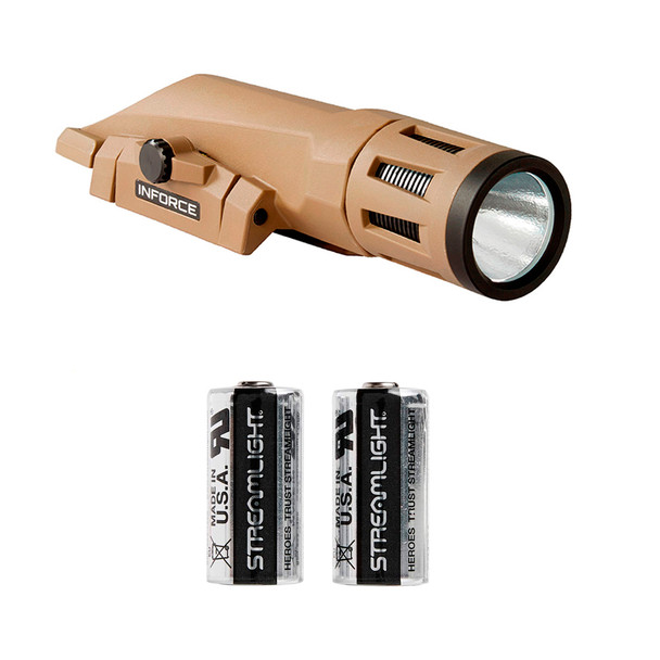 INFORCE WMLx White/IR Gen2 Flat Dark Earth Light with Streamlight Scorpion Lithium 3-Volt CR123 Battery (WX-06-2+85175)