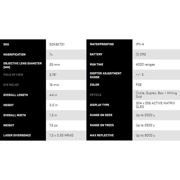 product variation SIG SAUER KILO8K-ABS 7x25mm Rangefinder with BDX 2.0 (SOK8K701) image