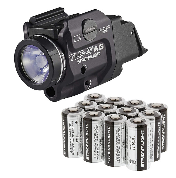 STREAMLIGHT TLR-8A G Flex 500 Lumens With Green Laser And Rear Switch Weapon Light With Batteries 12-Pack (69434-85177-BUNDLE)