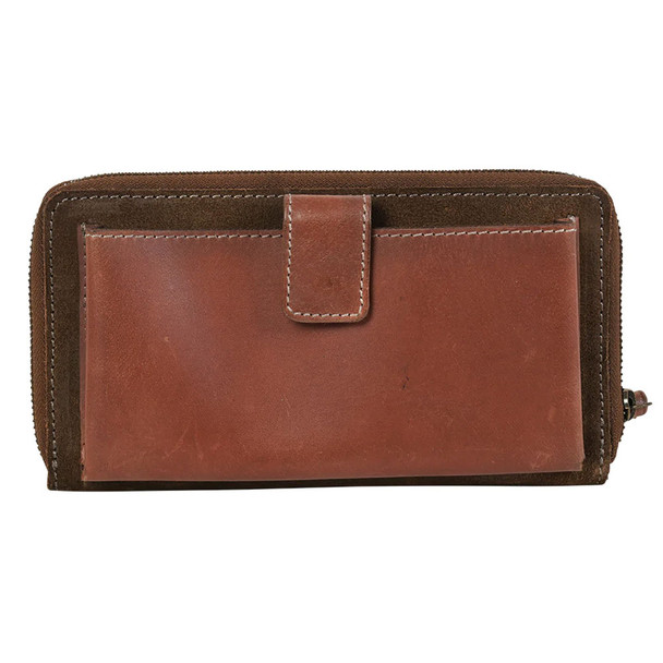 STS Cowhide Brown Suede Saddle Tramp Bentley Wallet (STS-61378)