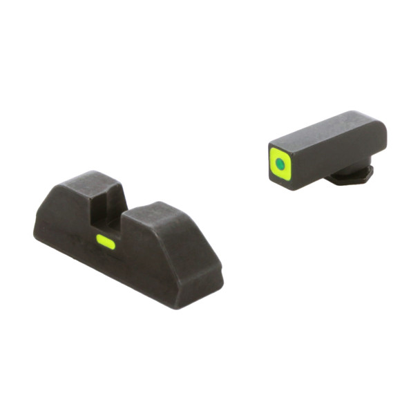 product variation AmeriGlo Combative Application Pistol Sight for Glock 17,19,22,23,24,26,27,33,34,35,37,38,39, Green/Green, Green Tritium Front Sight with Lumi Outline, Rear Sight Lumi Horizontal Line in Center GL-614 image
