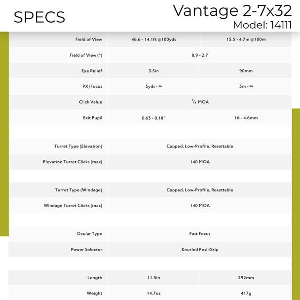 product variation HAWKE Vantange AO 2-7x32mm 1in Riflescope (14111) image