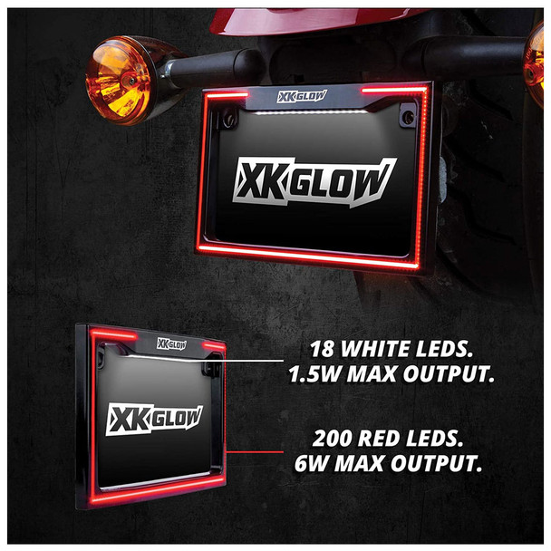 XKGLOW Motorcycle Black License Plate Frame Light with Turn Signal (XK034018-B)