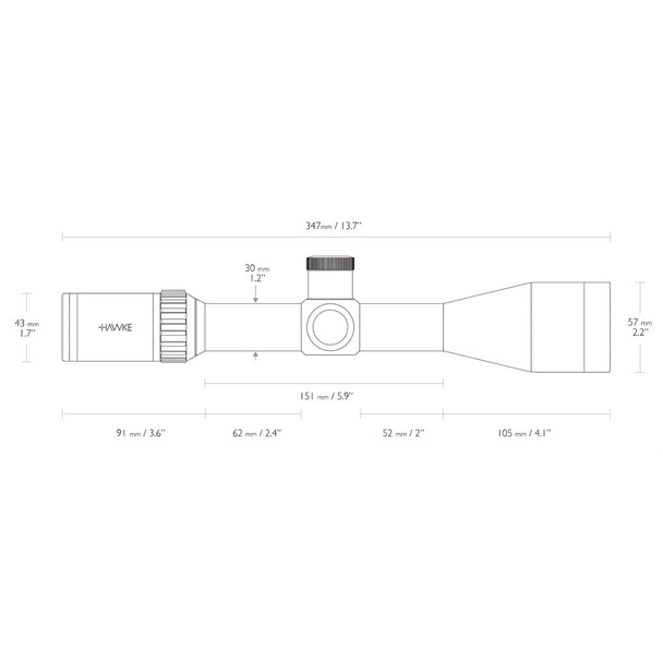 HAWKE Vantage 30 WA SF IR 4-16x50 Rimfire .17 HMR Reticle Riflescope (14294)