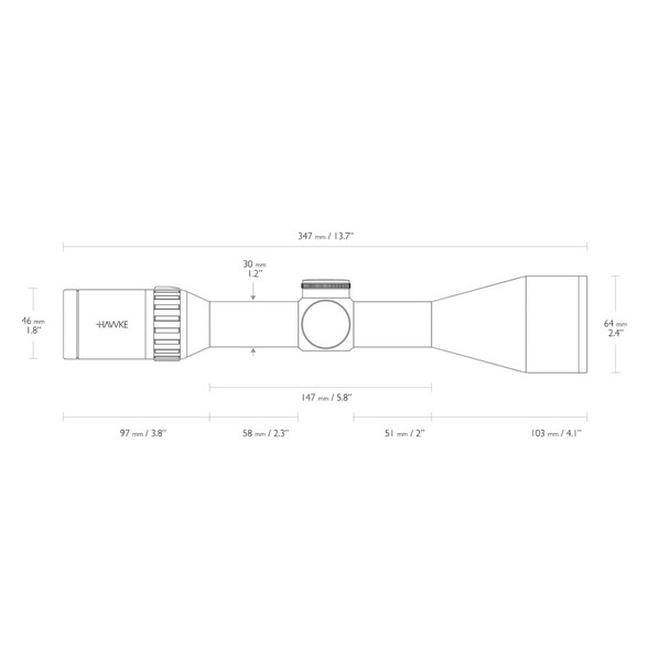 HAWKE Endurance 30 WA 3-12x56 LR Dot 8x Reticle Riflescope (16330)