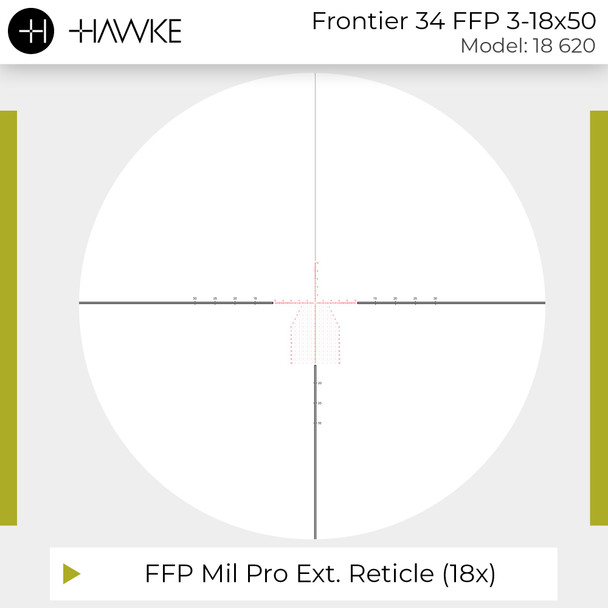 product variation HAWKE Frontier 34 FFP 3-18x50 Mil Pro Ext IR Black Riflescope (18620) image