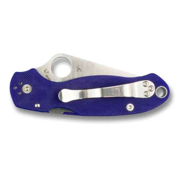 SPYDERCO Para 3 G-10 Dark Blue Handle PlainEdge Folding Knife (C223GPDBL)