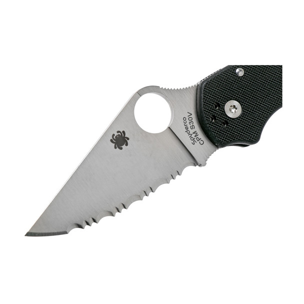 SPYDERCO Para 3 2.95in Serrated Edge Black Folding Knife (C223GS)