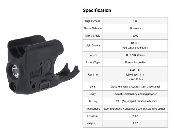 product variation Laser For 1911 Without Rail, Tactical STREAMLIGHT TLR-6 Non Rail 1911 Weapon Light 69279 image