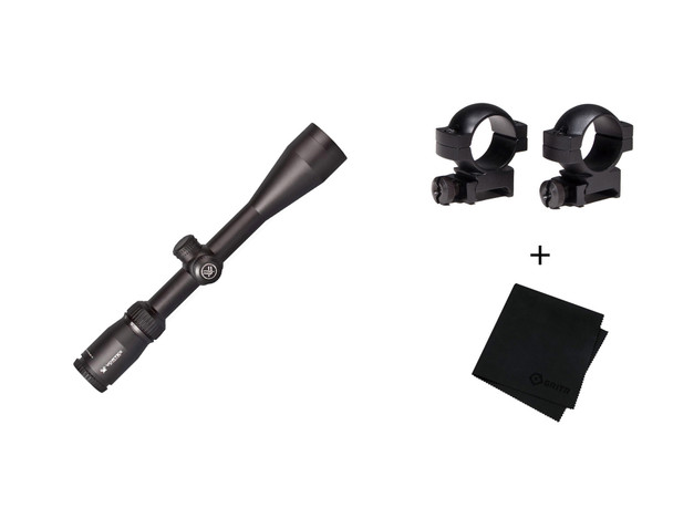product variation VORTEX Crossfire II 4-12x44mm V-Plex Reticle 1in Riflescope with Hunter 1in Scope Rings and Microfiber Cleaning Cloth image