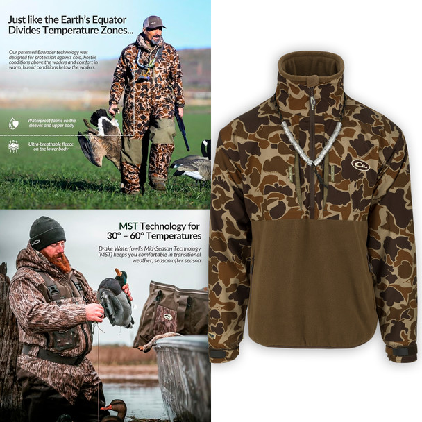 Drake Waterfowl MST Fleece Lined Refuge HS Vest – Shadow Grass Blades Camo, Size Large