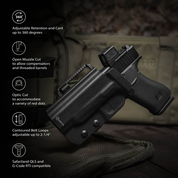 GRITR OWB Kydex Right/Left Hand Gun Holster Compatible with Glock