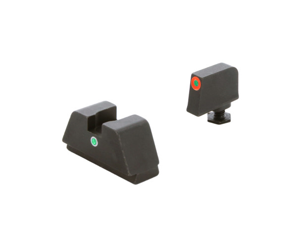 AMERIGLO I-Dot Green Tritium Orange Outline Front/Single Green Tritium Dot Rear Night Sight Set (GL-291)