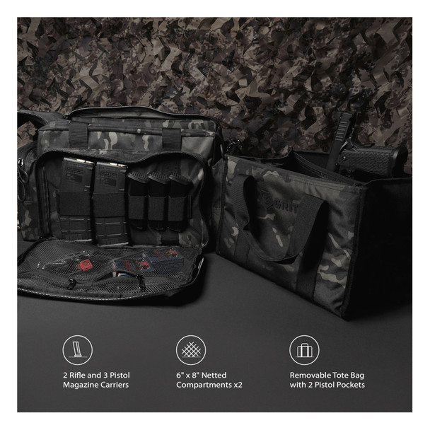 product variation GRITR Tactical Black Multicam Range Bag with SMITH & WESSON FOOTWEAR Men's Breach 2.0 8in Side Zip Black 12.5 W Boots image