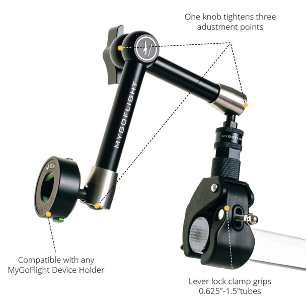 product variation MYGOFLIGHT Flex Yoke Sport Mount With MYGOFLIGHT Kneeboard and Mountable iPad Mini 6 Case image