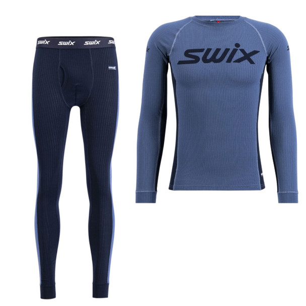 product variation SWIX Men's RaceX Blue Sea L Bodywear LS Shirt and SWIX Men's RaceX Blue Sea L Bodywear Pants image