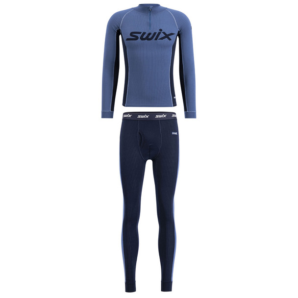 product variation SWIX Mens RaceX Bodywear Halfzip Blue Sea Size L Shirt And SWIX Mens RaceX Bodywear Pants Blue Sea Size L image