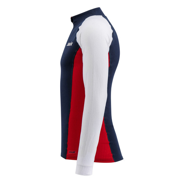 product variation SWIX Mens RaceX Bodywear Halfzip Dark Navy Size M Shirt And SWIX Mens RaceX Bodywear Pants Swix Red Size M image