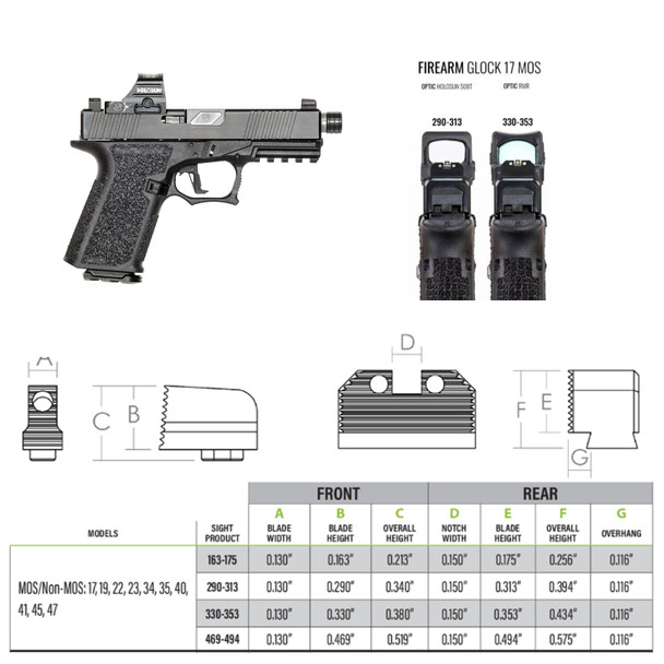 NIGHT FISION Optics Ready Stealth Glock 17/19/34 with RMR/507c/508t Yellow Front Black Rear Lower 1/3rd Night Sight Set (GLK-001-330-353-YGZG)