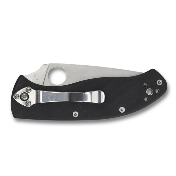 SPYDERCO Tenacious G-10 Black Handle CombinationEdge Folding Knife (C122GPS)