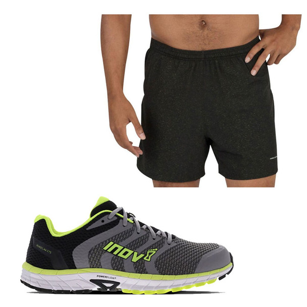 product variation INOV-8 Men's Roadclaw 275 Size 9 Grey/Yellow Knit Running Shoes with BOA Men's 2-N-1 5in XL Cypher Black/Yellow Ultra Running Shorts (000916-GYYW-s-01-9+1387374) image