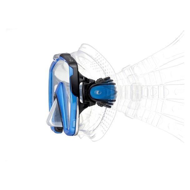 TUSA Freedom HD Fishtail Blue Diving Mask with Hyperdry Elite II Fishtail Blue Snorkel (M-1001-FB+SP-0101-FB)