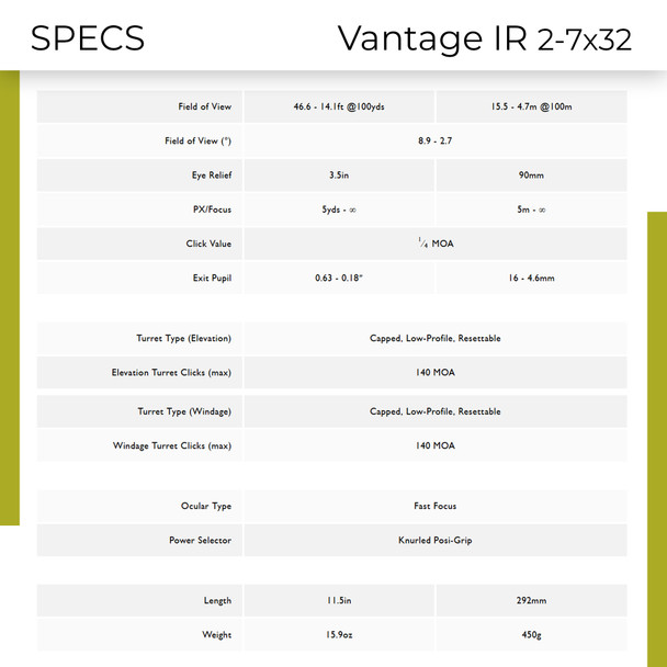 product variation HAWKE Vantage AO IR 2-7x32mm 1in Riflescope (14211) image