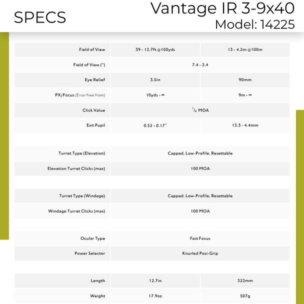 product variation HAWKE Vantage AO IR 3-9x40mm 1in Riflescope (14225) image