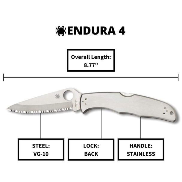 product variation SPYDERCO Endura 4 Stainless SpyderEdge Folding Knife (C10S) image