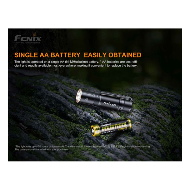 product variation FENIX E12 V2.0 160 Lumens AA Black Flashlight (E12-V2.0) image