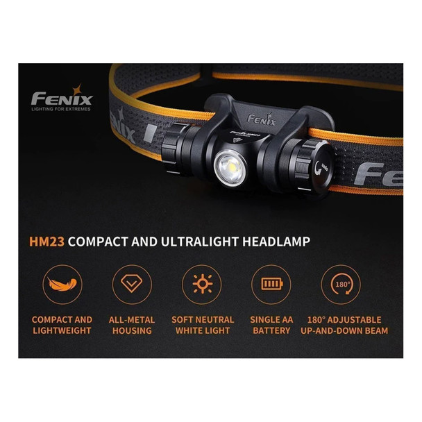 FENIX HM23 240 Lumens AA Black Headlamp (HM23)