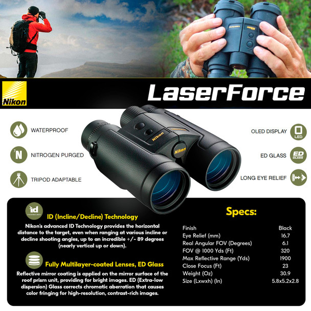 product variation NIKON 10x42 LaserForce Rangefinder Binoculars (16212) image
