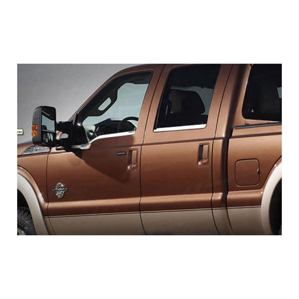 QAA Fits Ford F-250 And F-350 Super Duty 1999-2016 4 piece Stainless Steel Window Sill Trim Set (WS48323)