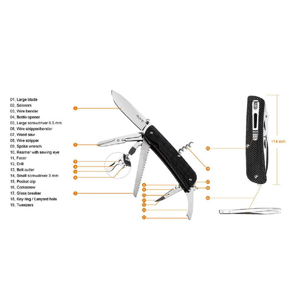 product variation RUIKE LD Multifunctional G10 Black Knife (LD42-B) image