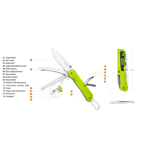 product variation RUIKE LD Multifunctional G10 Yellow and Green Knife (LD43) image
