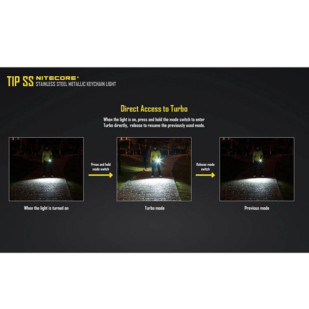 NITECORE Tip 2017 SS 360 Lumen Rechargeable Jet Black Keychain Flashlight (FL-NITE-TIP2017-SSBK)