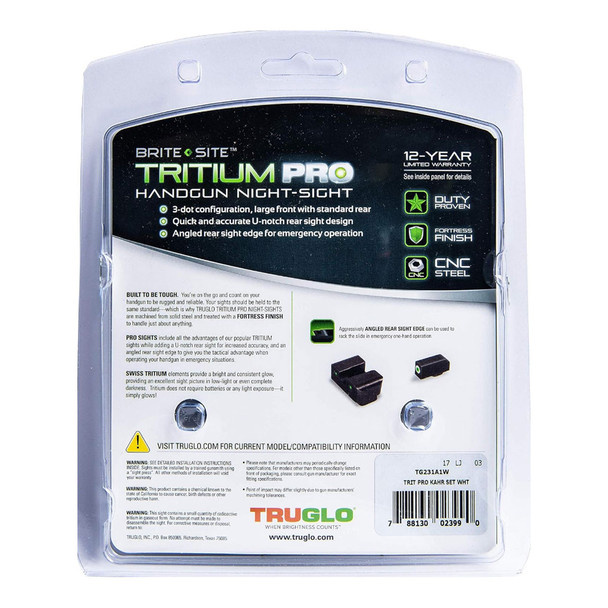 product variation TRUGLO Tritium Pro Fits Kahr Arms White Night Sights (TG231A1W) image