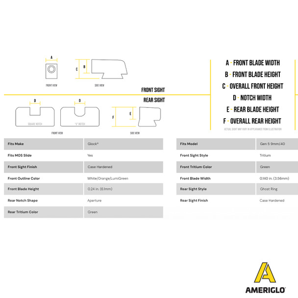 product variation AMERIGLO Ghost Ring Sight Set For Glock Gen5 17/19/19X/26/45 (GL-5325) image